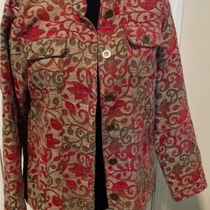 Christopher & Banks Red and Brown Utility Jacket